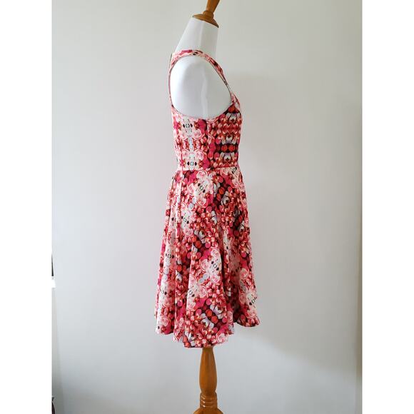 Revolve Naven Jackie Kaleidoscope Fit & Flare Floral Rose Pink Dress Women 4 - Picture 3 of 11